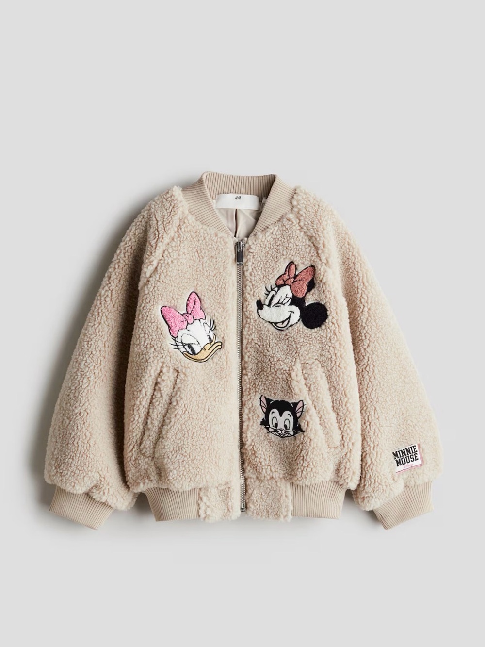 NEW H&M Disney Appliquéd Teddy Fleece Bomber Jacket Size 5T/6📝